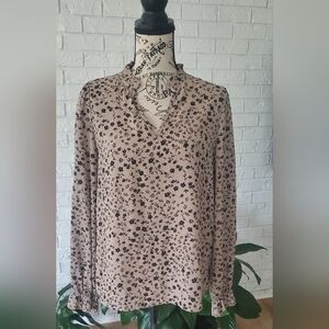 SHEIN Tan and Black Floral Blouse